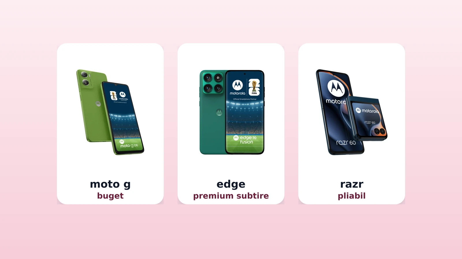 Cele trei linii Motorola: moto g, edge si razr